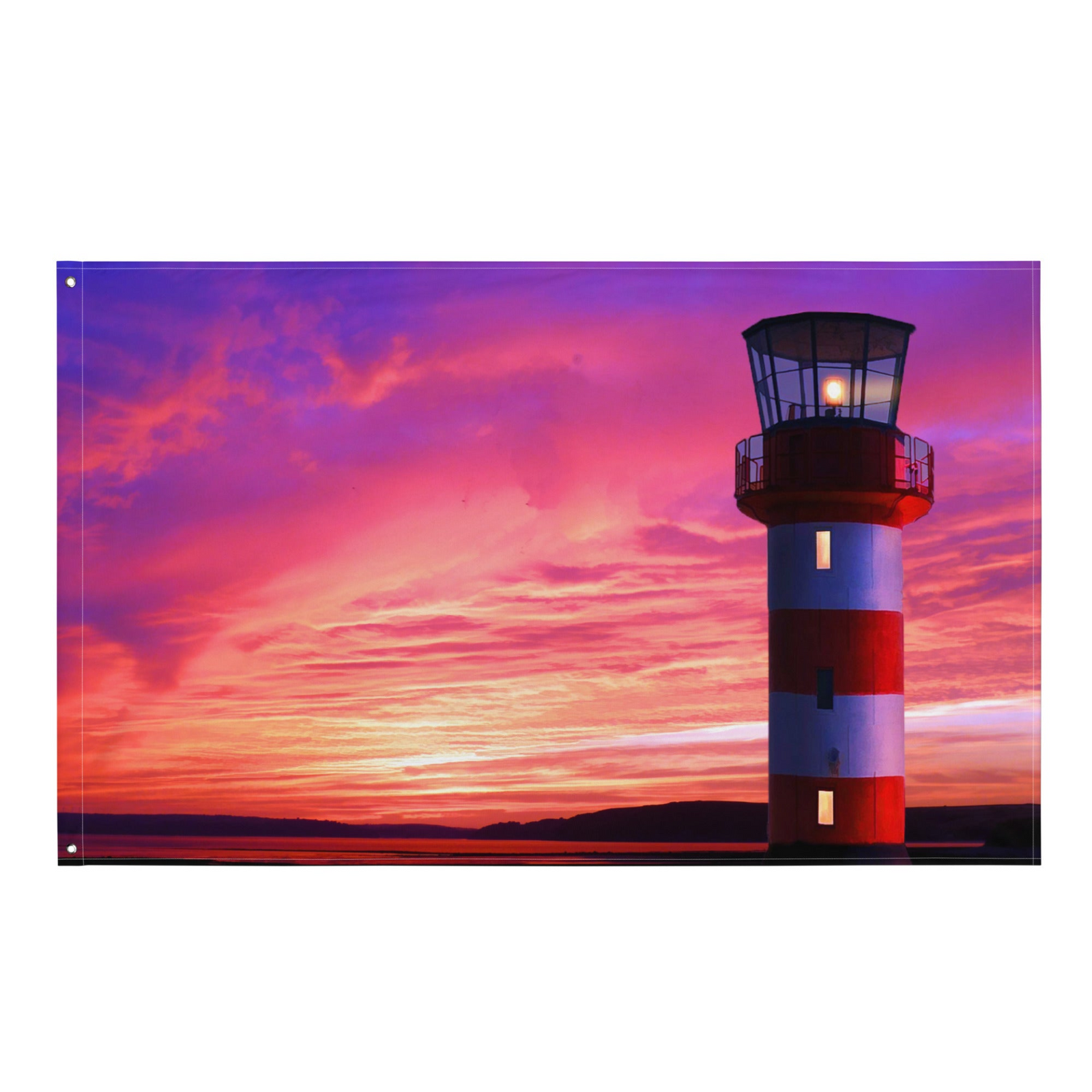 Lighthouse Horizon Wall Tapestry – 100% Polyester Coastal Wall Hanging