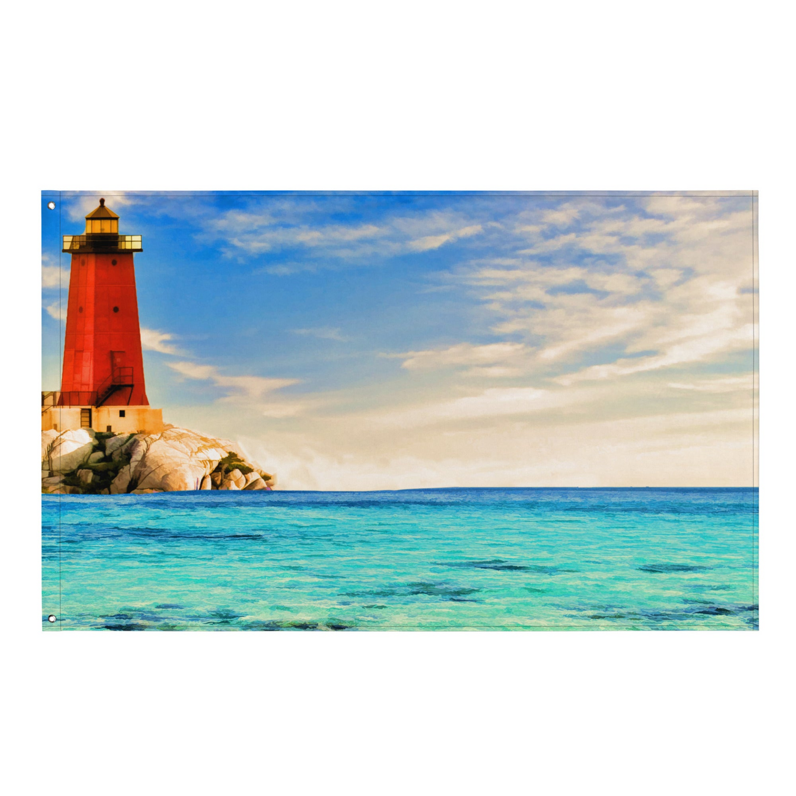 Coastal Lighthouse Wall Tapestry – Polyester Flag Wall Hanging