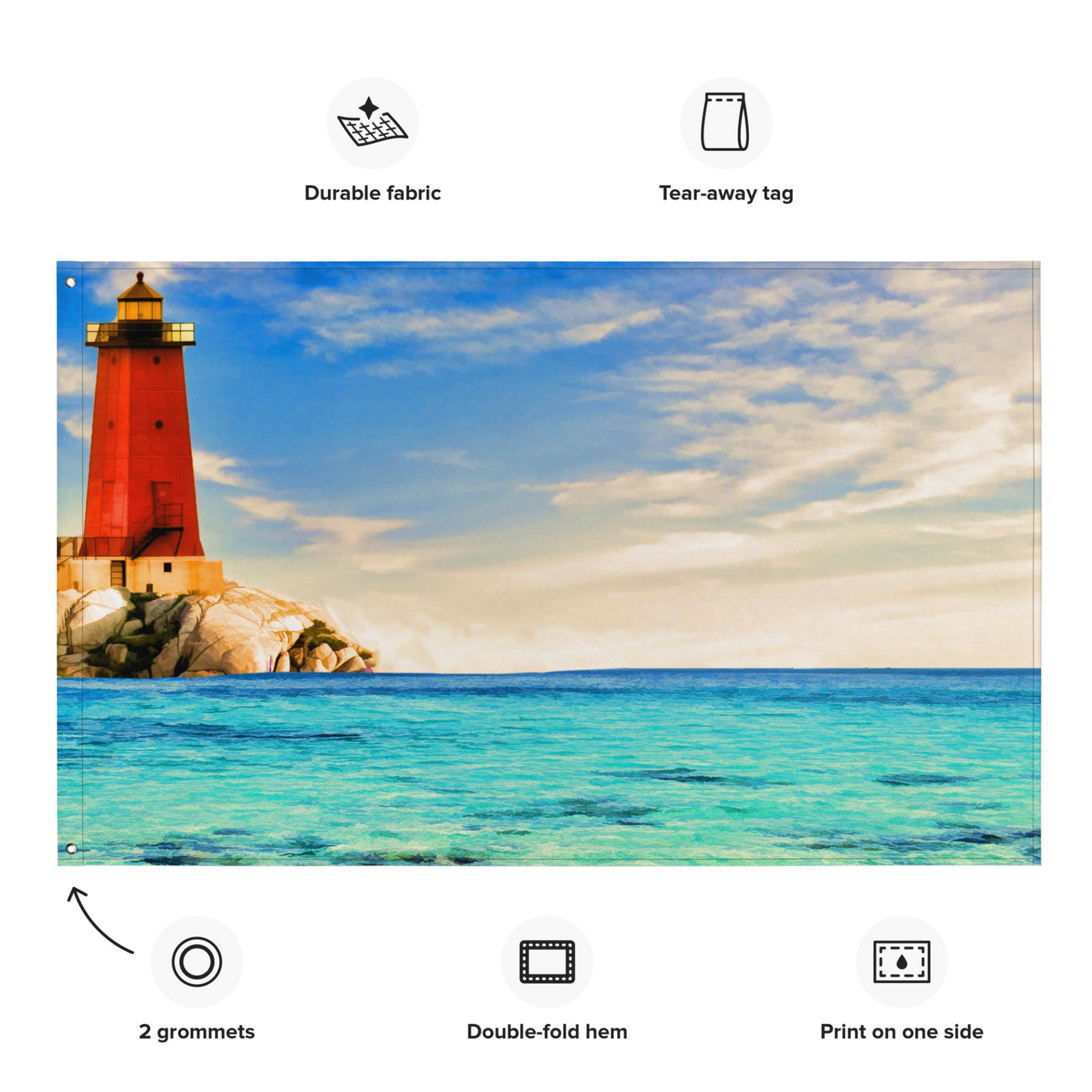 Coastal Lighthouse Wall Tapestry – Polyester Flag Wall Hanging