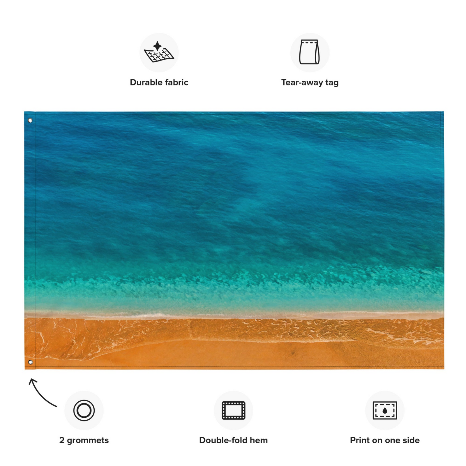 Coastal Beach Scene Wall Tapestry – Polyester Flag Wall Hanging