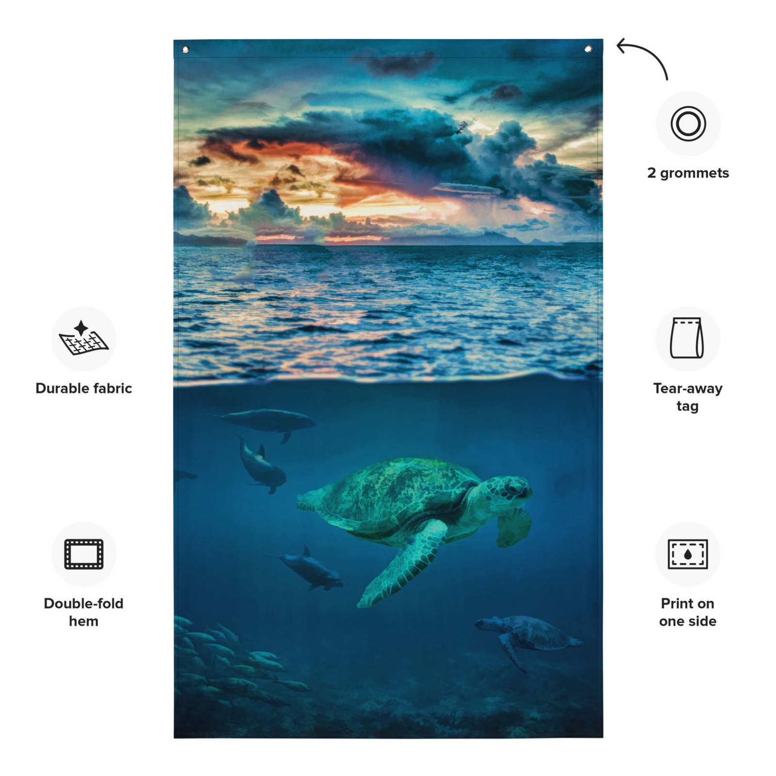 Turtle Wall Tapestry – 100% Polyester Decorative Wall Tapestry