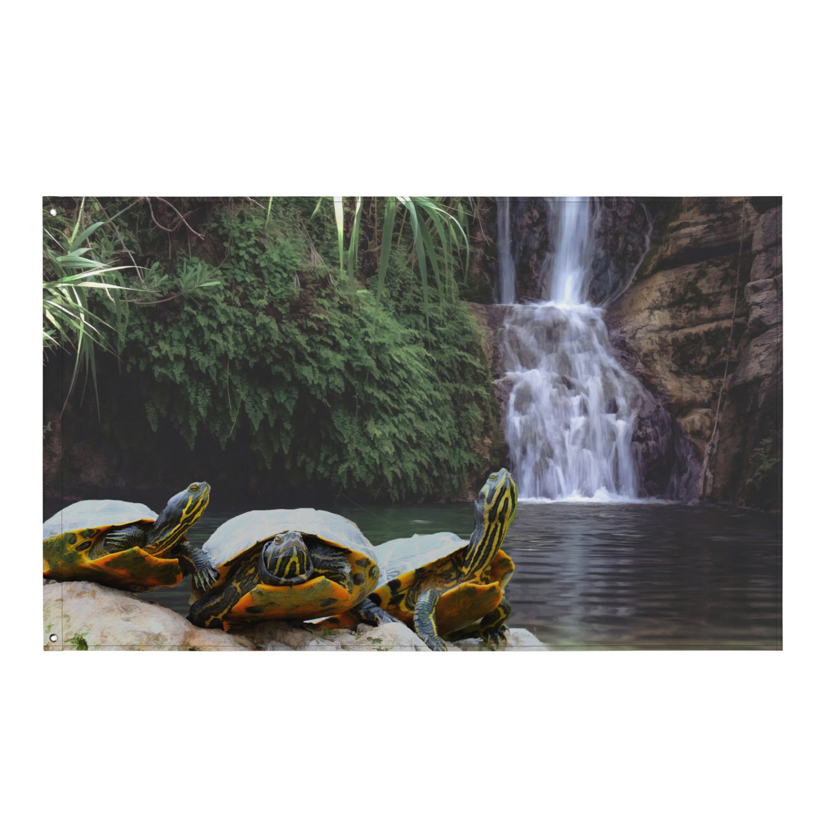 Turtle Oil Painting Wall Tapestry – Artistic Polyester Flag Wall Hanging