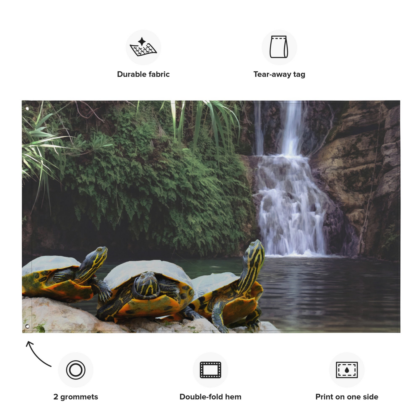 Turtle Oil Painting Wall Tapestry – Artistic Polyester Flag Wall Hanging