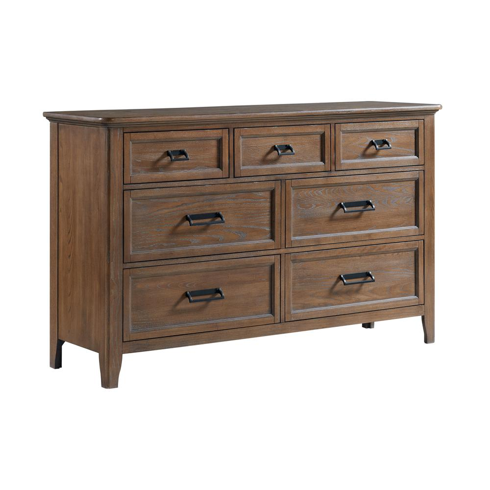 Harvest Brown 7-Drawer Solid Ash Wood Dresser with Dovetail Construction