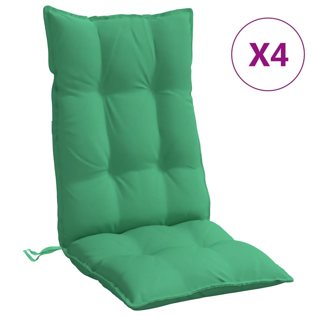 vidaXL Highback Chair Cushion Set of 4 Green