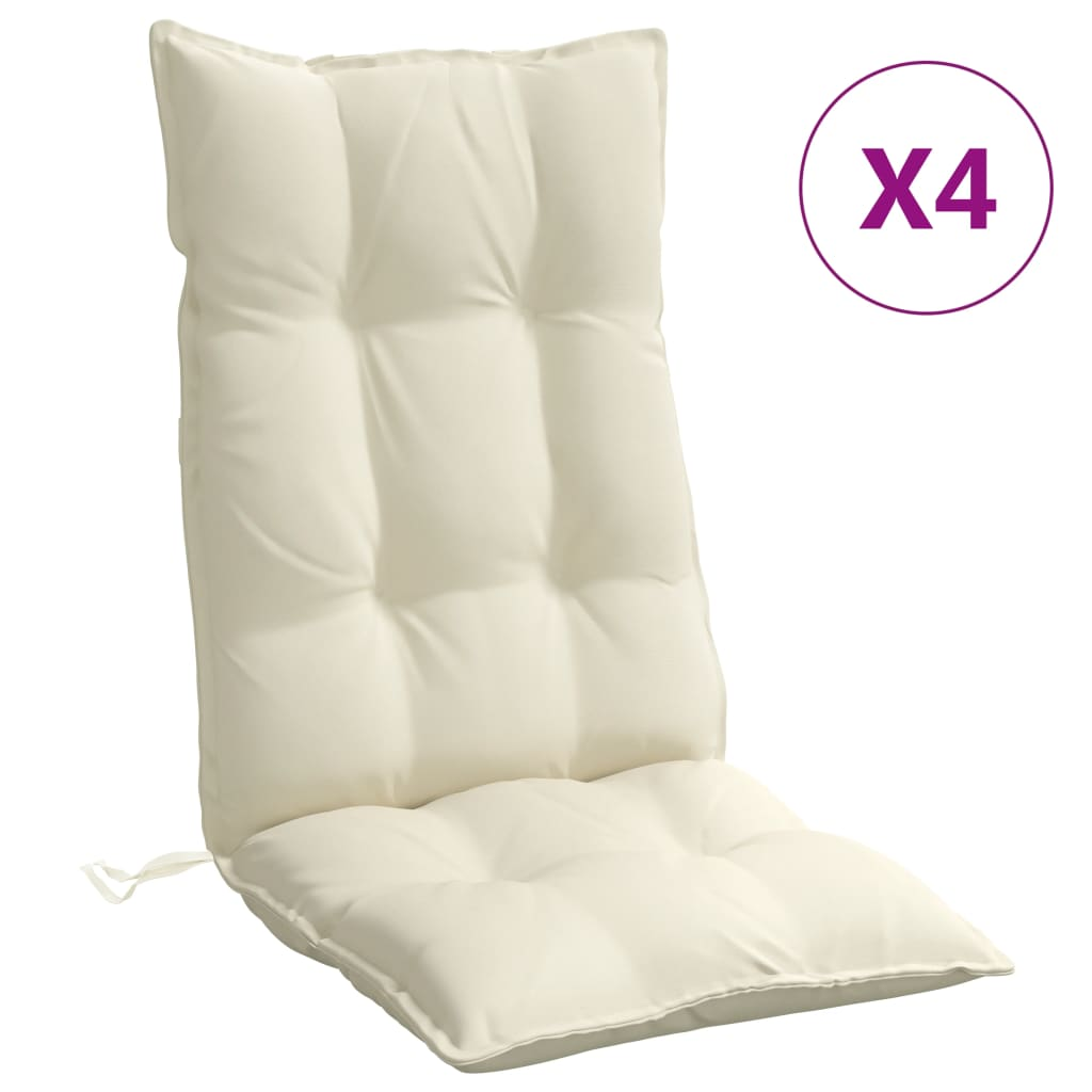 vidaXL Highback Chair Cushion Set of 4 Cream
