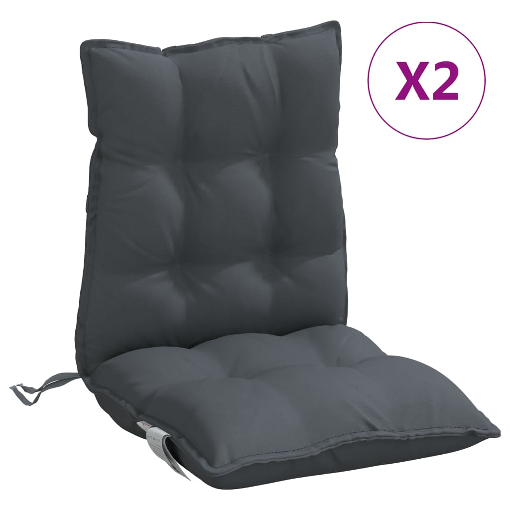 vidaXL Lowback Chair Cushion Set of 2 Anthracite