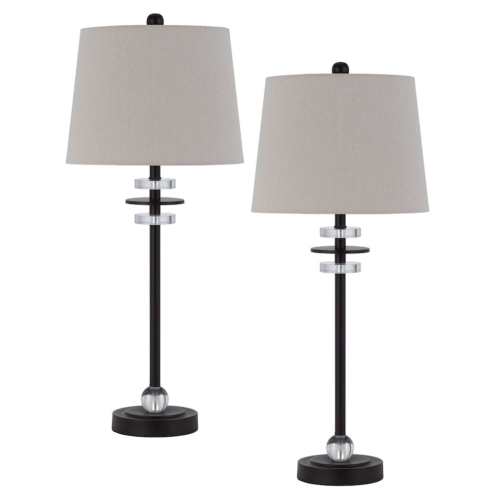Sitka 60W Buffet Lamps – Black Metal & Crystal (Sold as Pair)