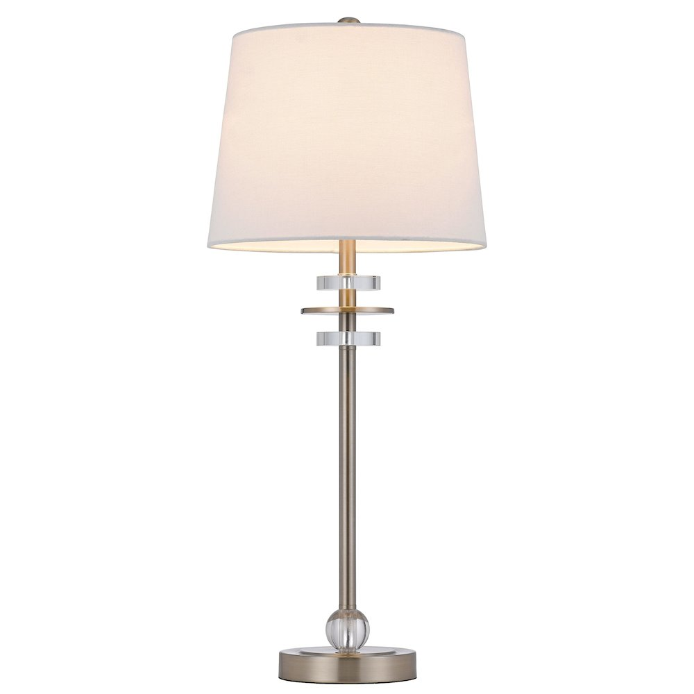 Sitka 60W Buffet Lamps – Brushed Steel & Crystal (Sold as Pair)
