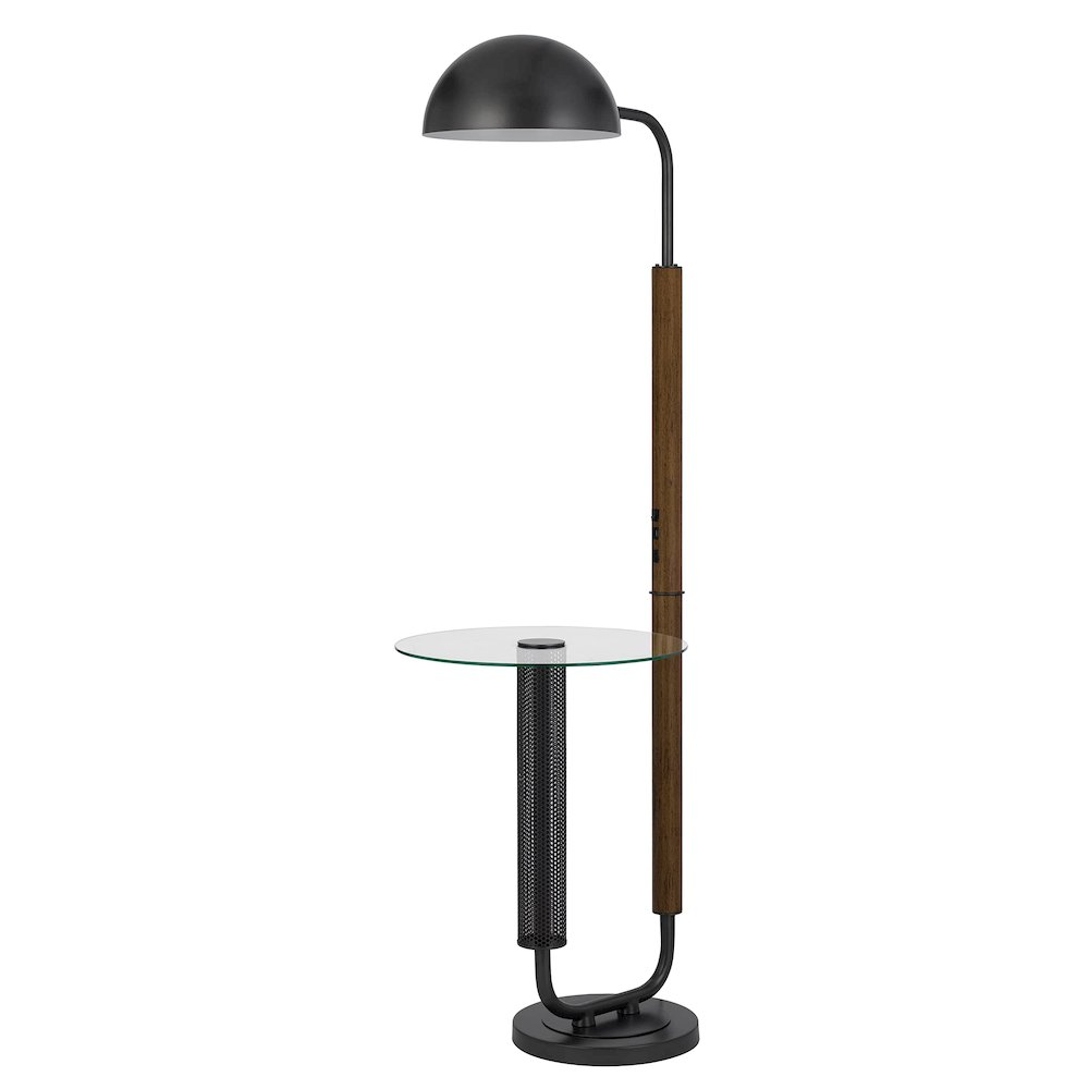 Keyser Metal Floor Lamp – Black Dome Shade with Weighted Glass Base, 100W