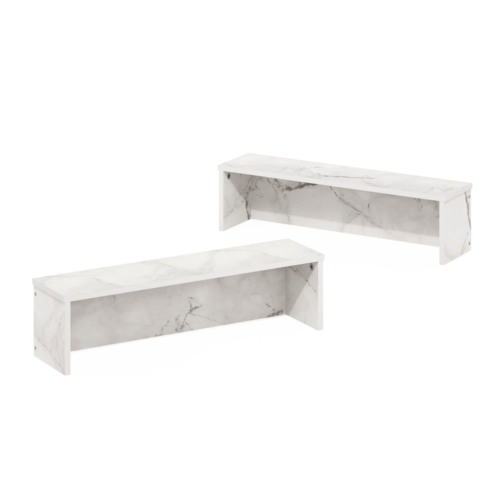 Helena Kitchen Counter Stackable Organizer Shelf – 23" Marble White (Set of 2)