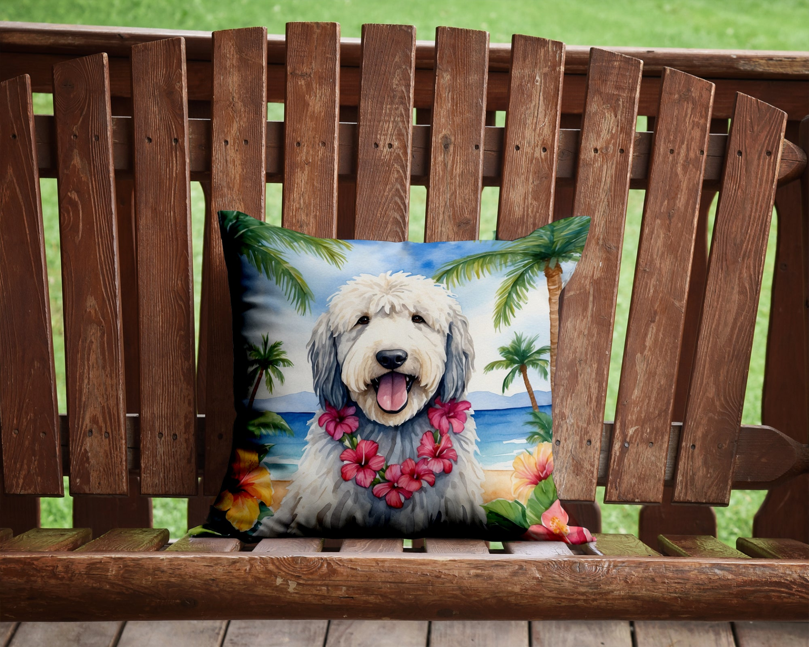 Komondor Luau Throw Pillow