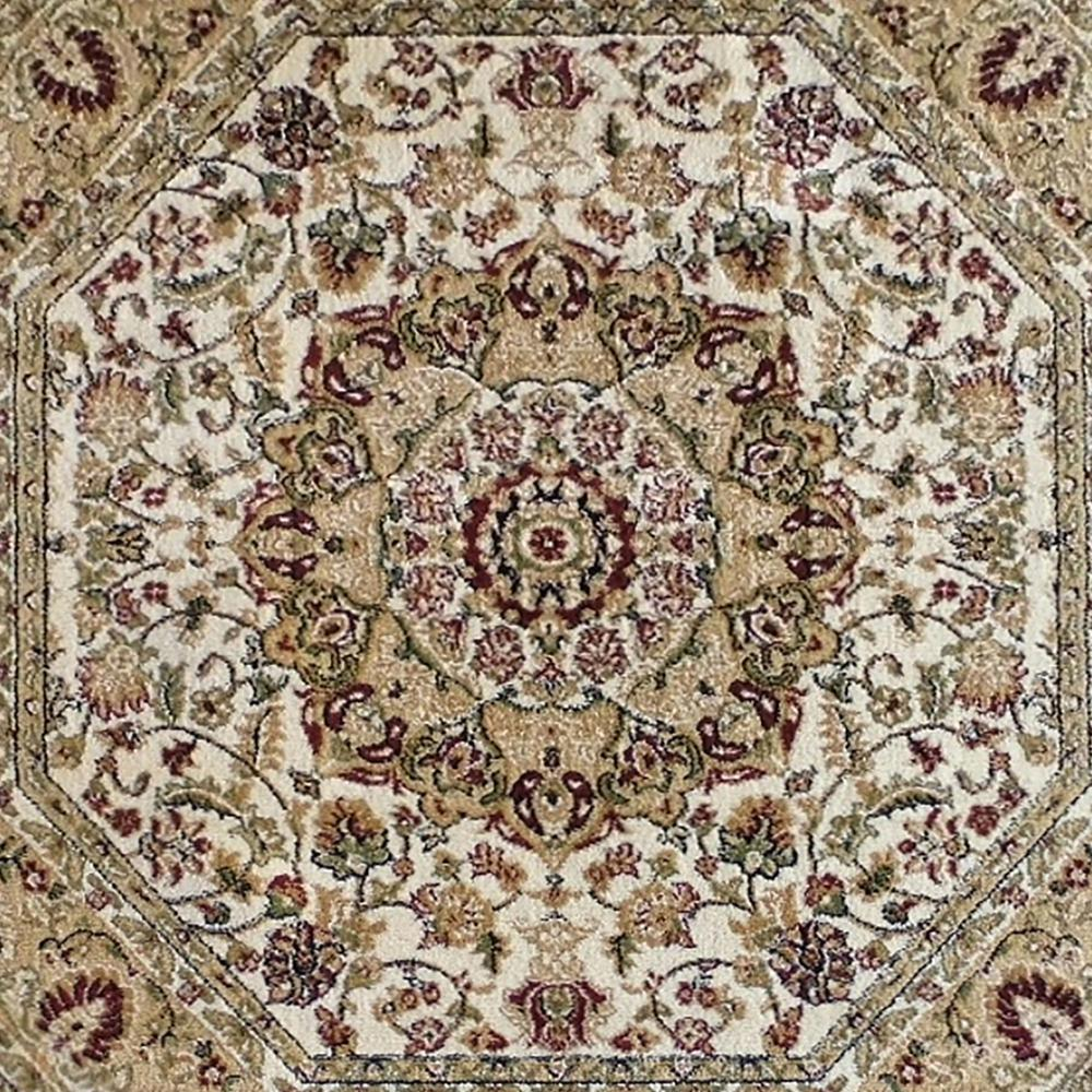 Medallion Motif 7' x 7' Octagonal Area Rug for Living Room or Bedroom