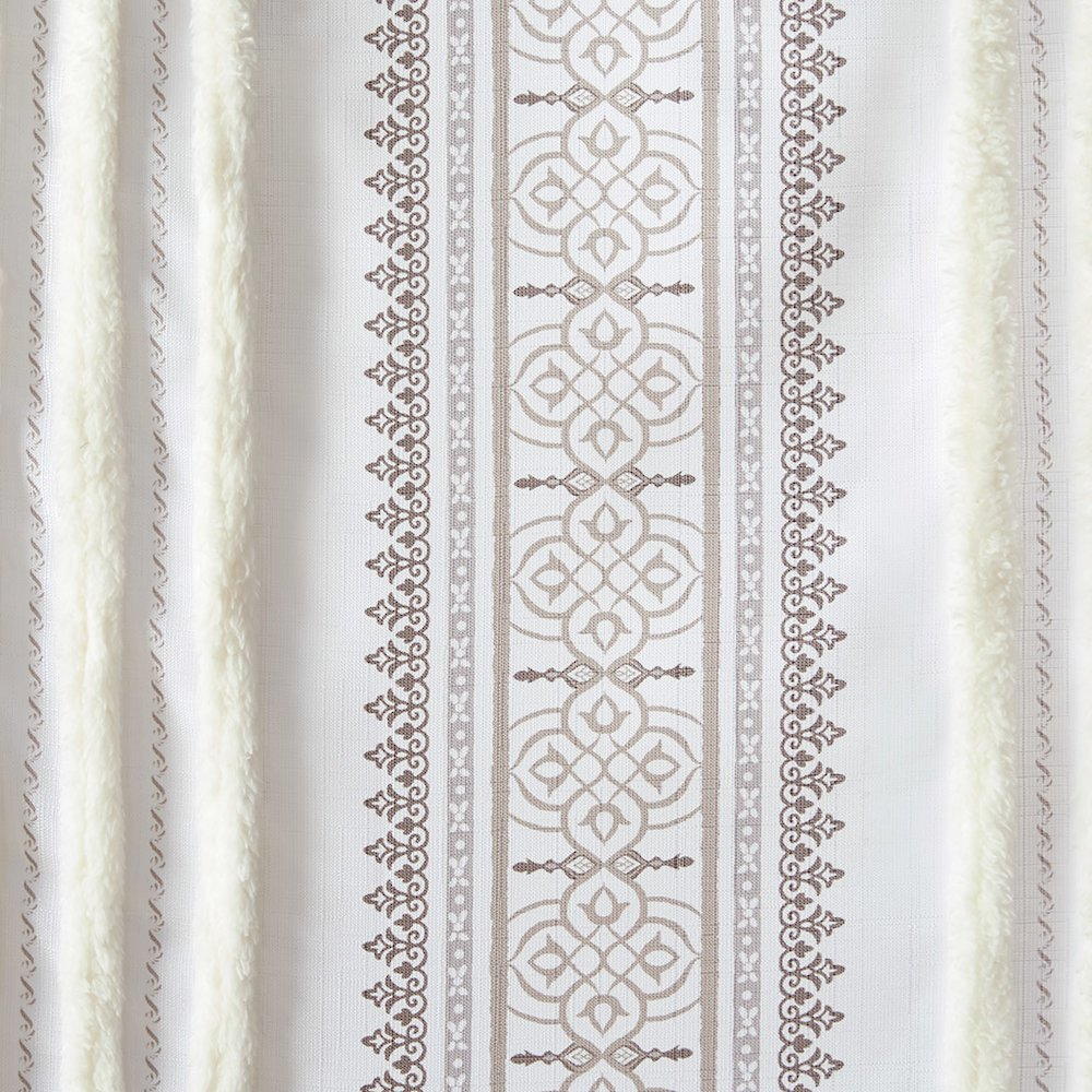 Samara Poly Printed Curtain Panel with Tufted Stripe and Lining