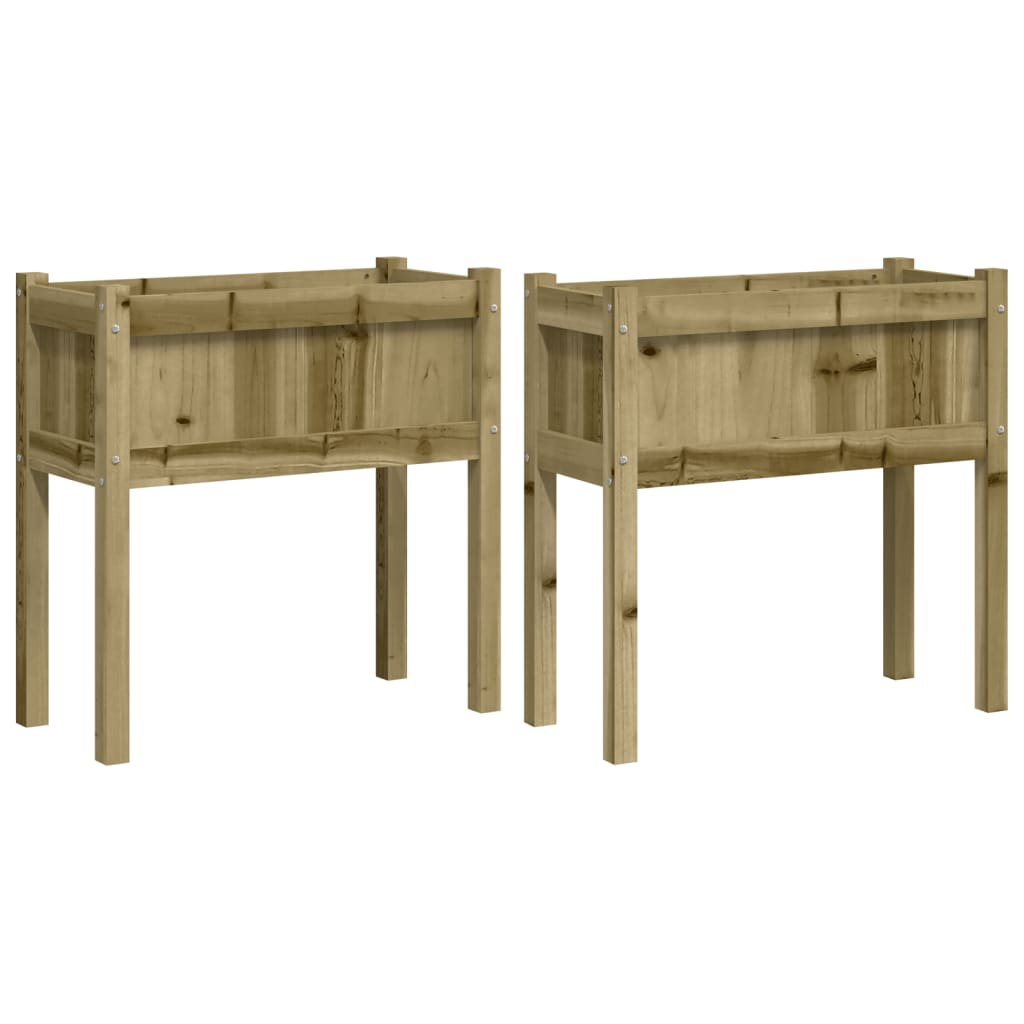 vidaXL Garden Planter Set of 2 Natural Wood Treated Pinewood Compact