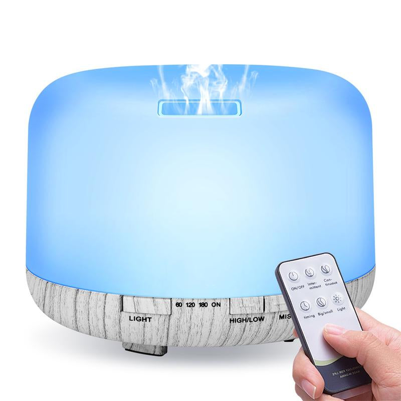 Essential Oil Diffuser, 500ml Essential Oil Diffuser, Aromatherapy Diffuser with Timer and 7 Ambient Lights No Water Auto Off, Diffuser Large Room Home Office