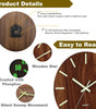 12" Luminous Wooden Wall Clock – Silent Non-Ticking Quartz, Large Numbers & Hands, Easy to Read Day & Night