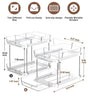 Delamu 2-Tier Multi-Purpose Bathroom Cabinet Organizer, Pull Out Under Sink Organizers and Storage, Stackable Pantry Organization and Storage, Clear Under Cabinet Storage with Movable Dividers