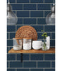 Navy Blue Retro Subway Tile Vinyl Peel and Stick Wallpaper Roll 30.75 sq. ft.