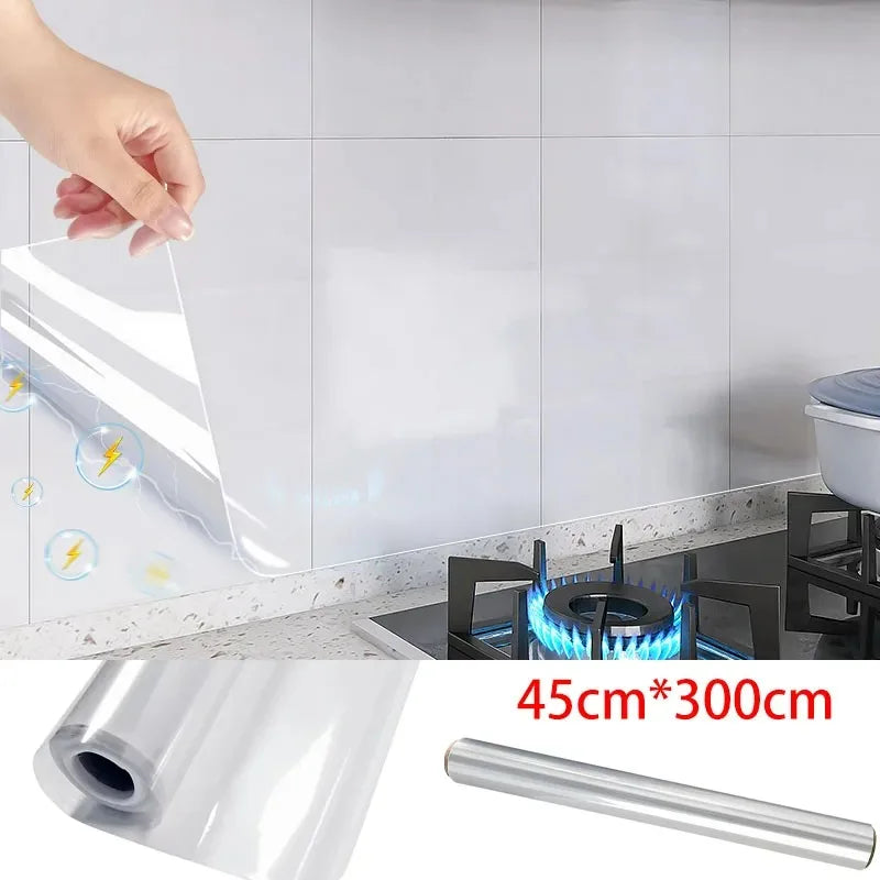 Heat-Resistant Anti-Oil Transparent Kitchen Wall Protector Film – Electrostatic Adhesive-Free Peel and Stick wallpaper Sticker
