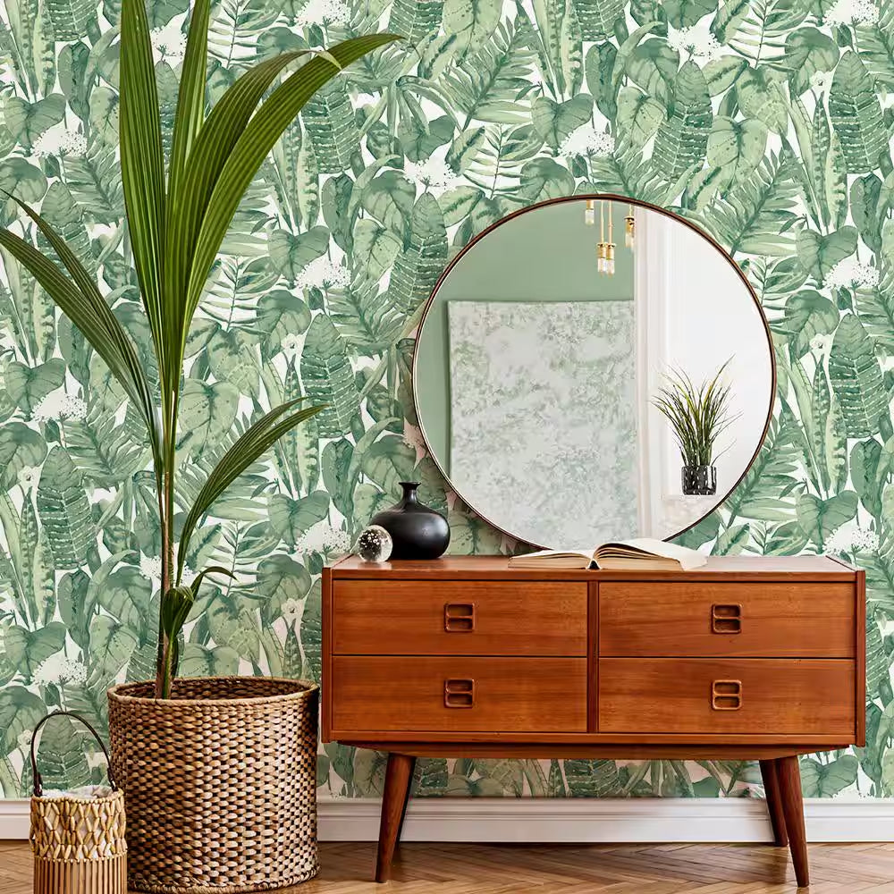 Jungle Green Tropical Vinyl Peel and Stick Wallpaper Roll (Covers 28 Sq. ft.)