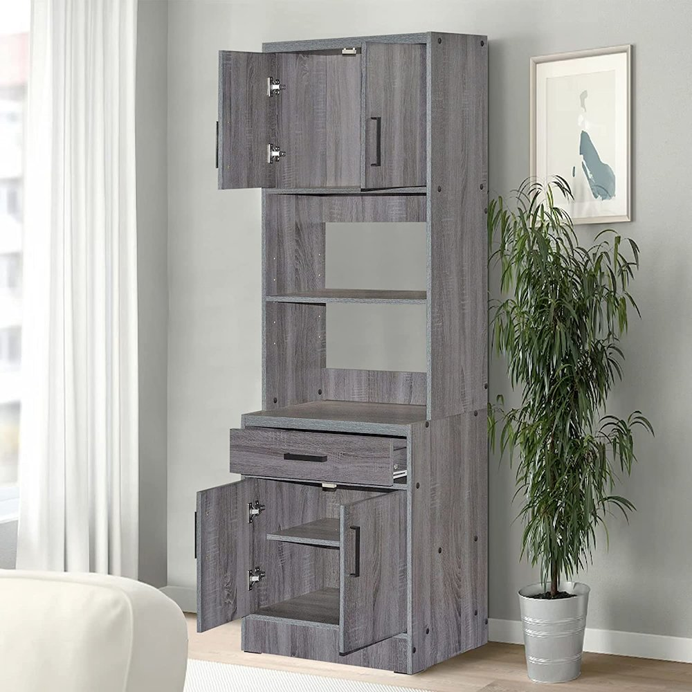 Shelby Tall Wooden Kitchen Pantry (Grey)