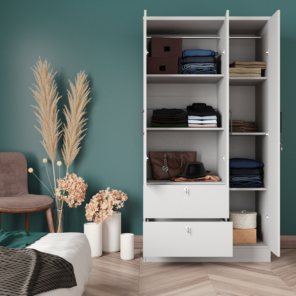 Symphony Wardrobe Closet with Two Drawers