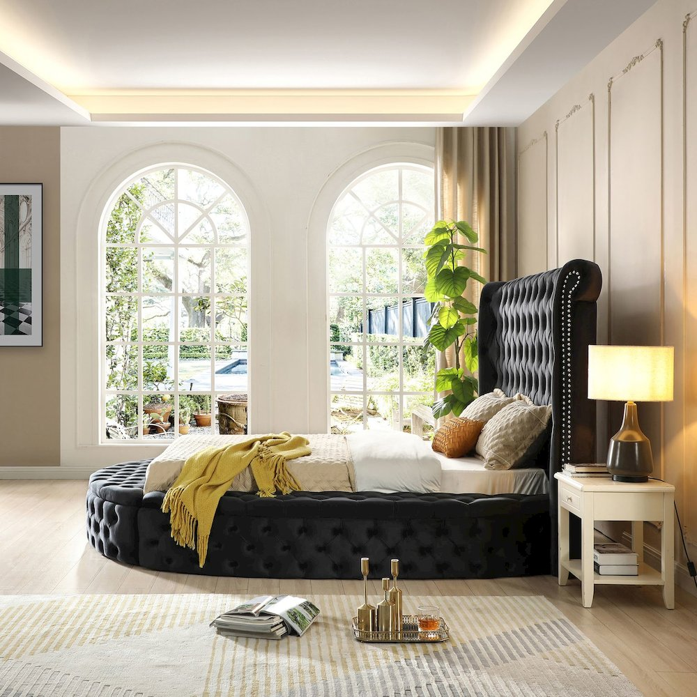 Upholstered Round Storage Bed