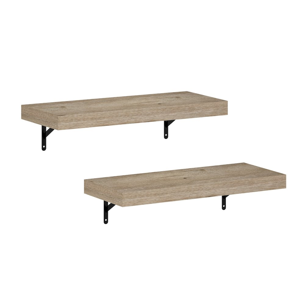 Tanna 22-Inch Wall Mounted Floating Display Shelves, Natural, Set of 2