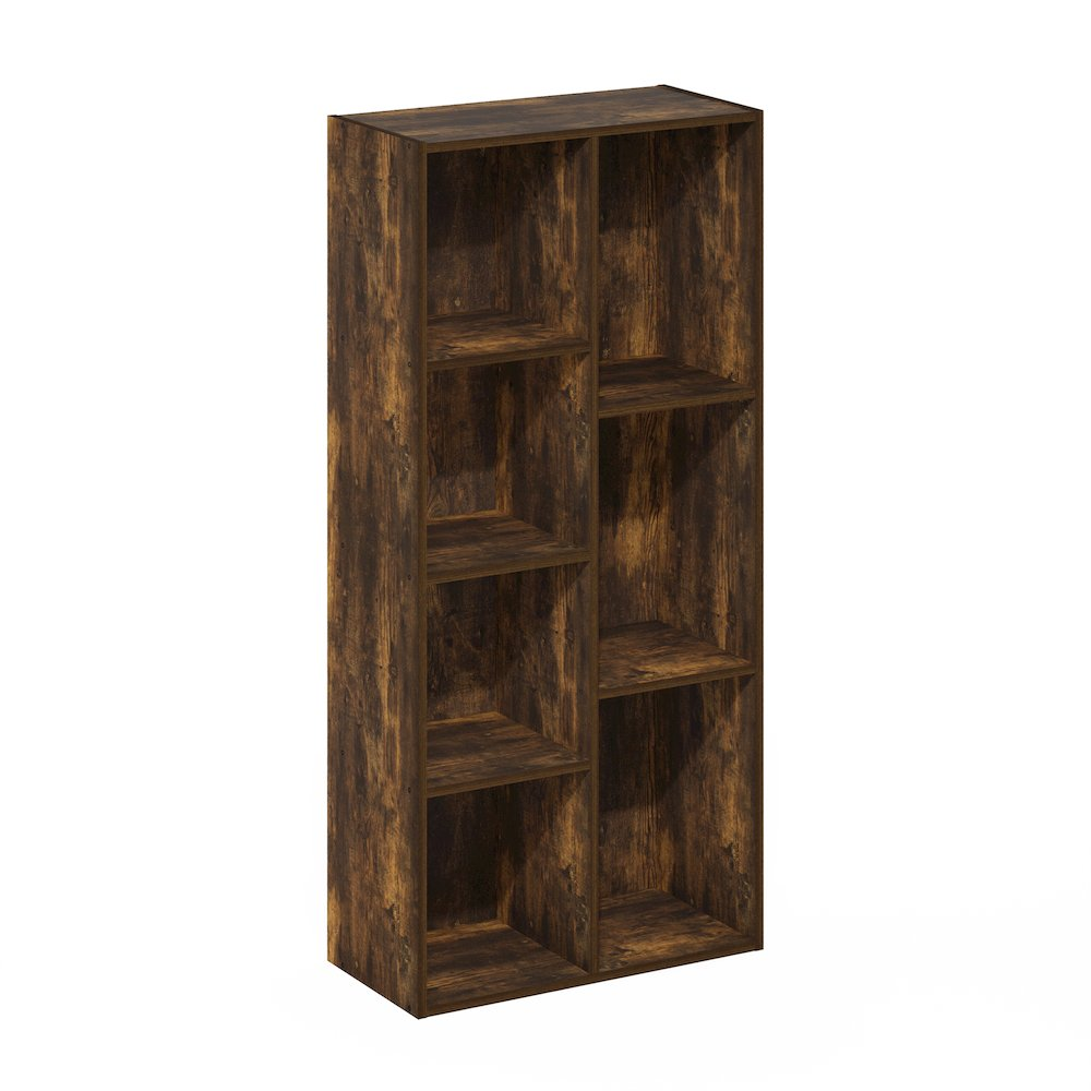 Furinno Luder 7-Cube Reversible Open Shelf Bookcase – Modular Storage Organizer in Amber Pine