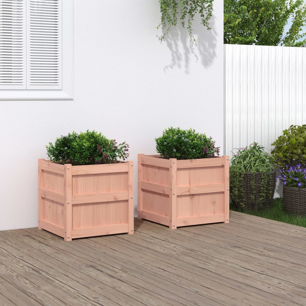 vidaXL Garden Planter Set of 2 Natural wood Solid douglas wood