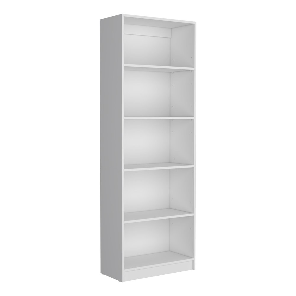 Vinton 4-Tier Bookcase with Modern Storage for Books and Decor, White -Office