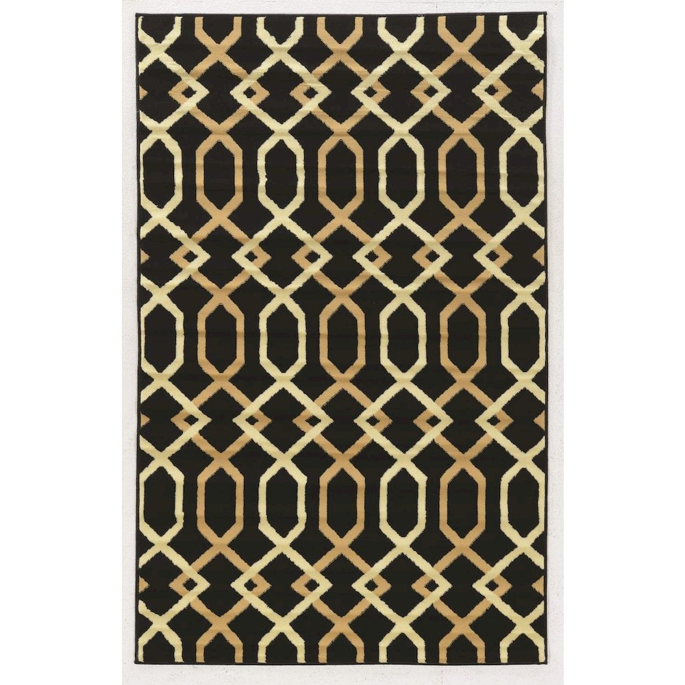 Capri Hex Black Beige white 4'4"x 7'4 Rug