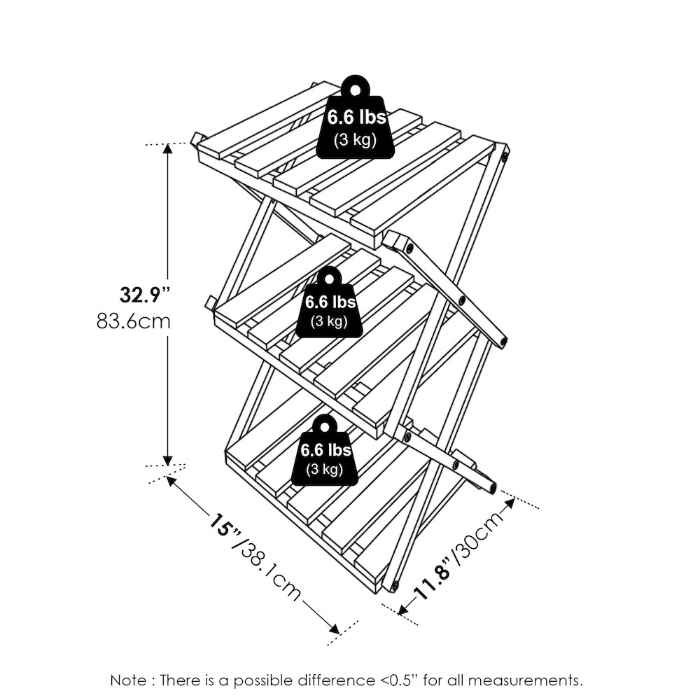 Outdoor Toolless Multipurpose Folding Display Shelf, Plant Stand, Side Table