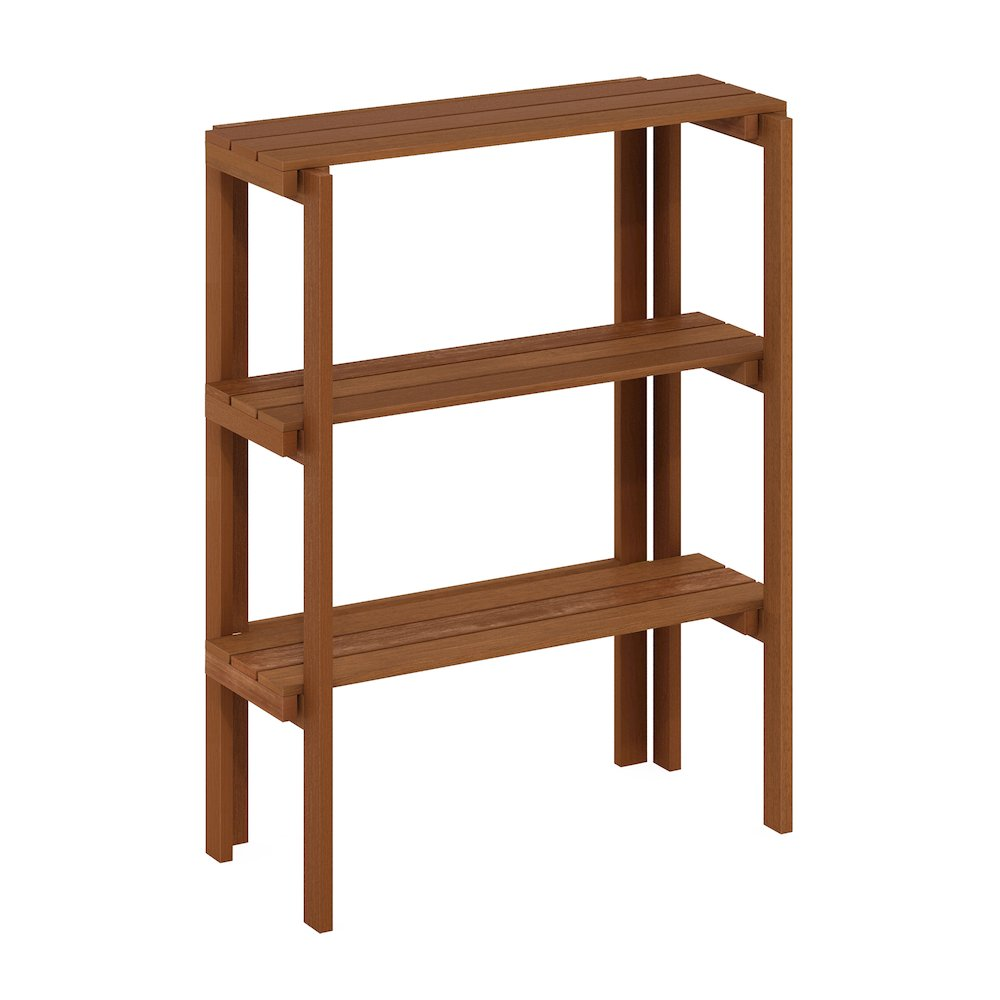 Tioman Outdoor Toolless Multipurpose Display Shelf, Plant Stand, 3-Tier, Natural