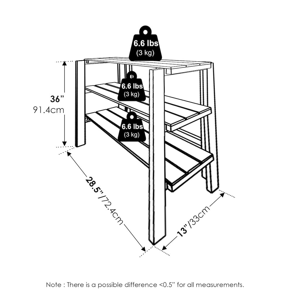 Tioman Outdoor Toolless Multipurpose Display Shelf, Plant Stand, 3-Tier, Natural