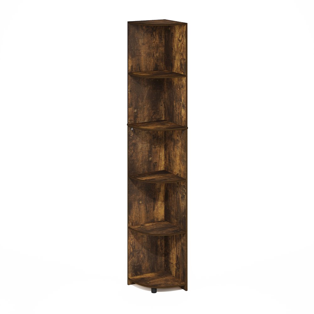 Econ 5-Tier Corner Shelf Bookcase, Bookshelf, Amber Pine