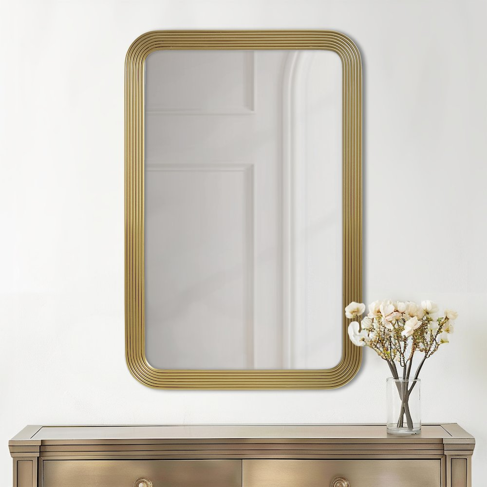 Rectangle Metal Frame Fluted Wall Mirror