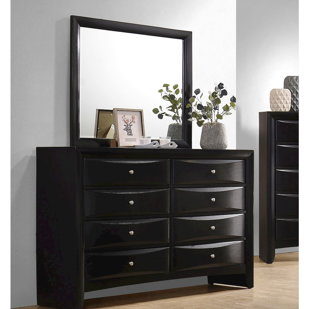 Briana 8-Drawer Dresser with Mirror in Black – Elegant Bedroom Storage Set