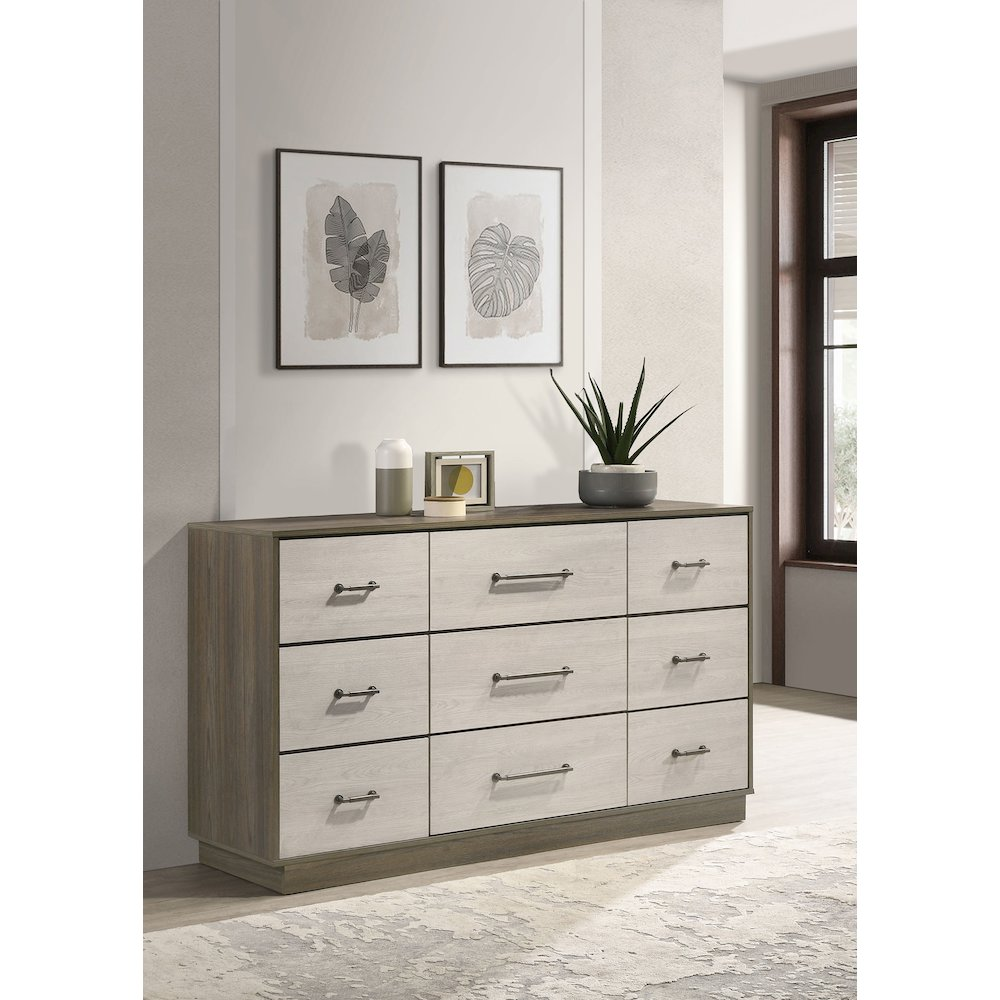 Fenwick 9-Drawer Dresser Cabinet – Grey Oak