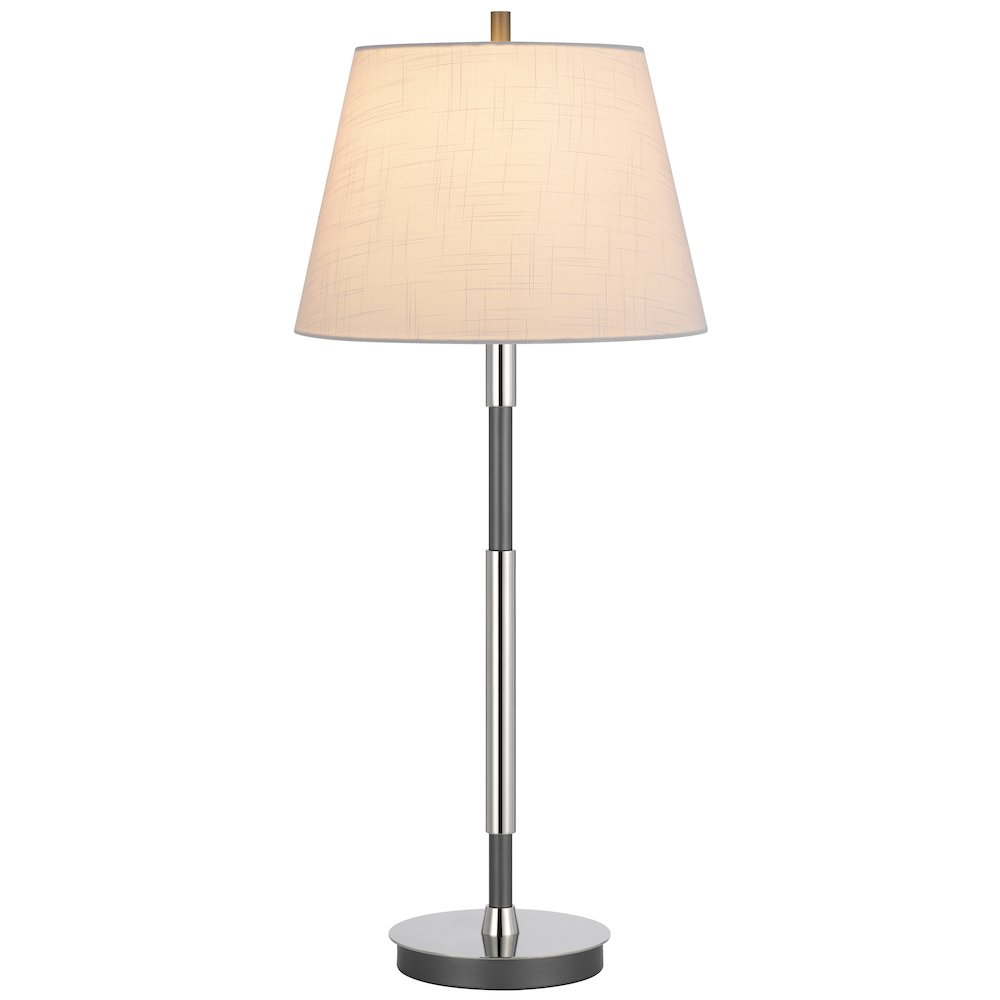 Ciudad 150W Two-Tone Metal Table Lamp with Hardback Fabric Shade – Dark Silver Grey & Light Chrome