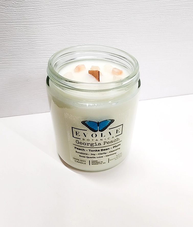 Wood Wick Crystal Soy Candle - Georgia Peach
