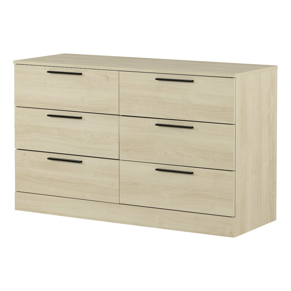 Step One Essential 6-Drawer Dresser in Bleached Oak – Modern Bedroom Storage with Metal Drawer Slides