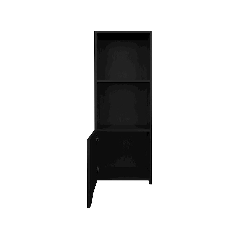 Salem Wall Cabinet with 1 Door and 3 Shelves, Black