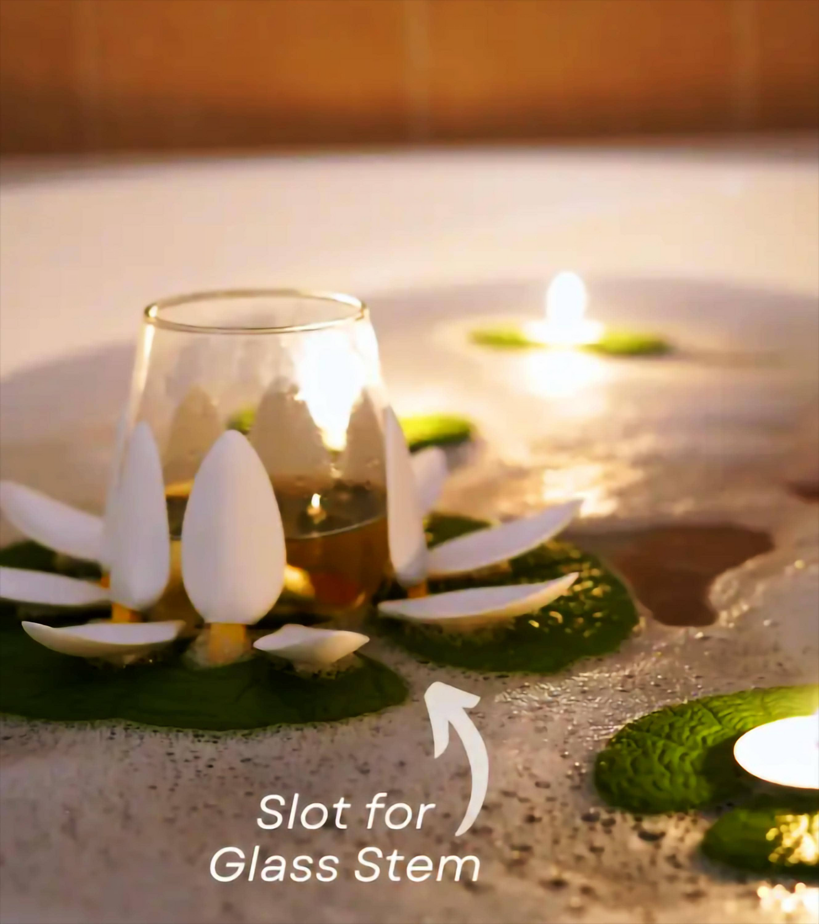 Floating Wine Glass Holder for Bathtub | Candle Holder Lily Pad | Relaxing Bath Accessories | 3D Printed WineLily CandleLily | Set Spa Gift