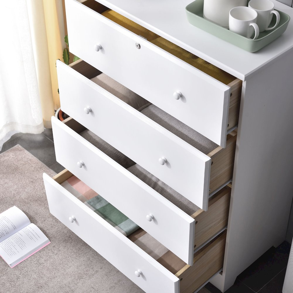 Solid Pine 4-Drawer Dresser Chest – Mid-Century Inspired Storage