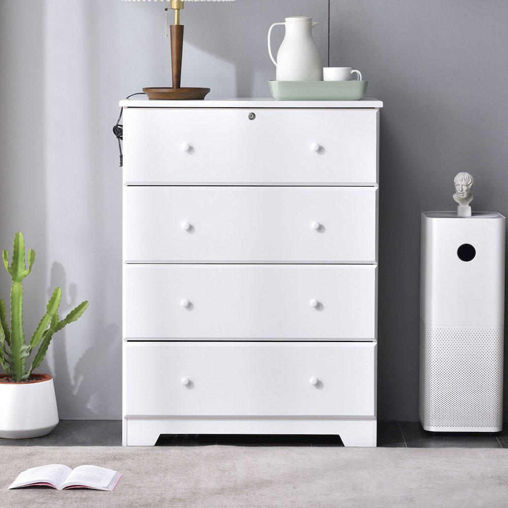Solid Pine 4-Drawer Dresser Chest – Mid-Century Inspired Storage