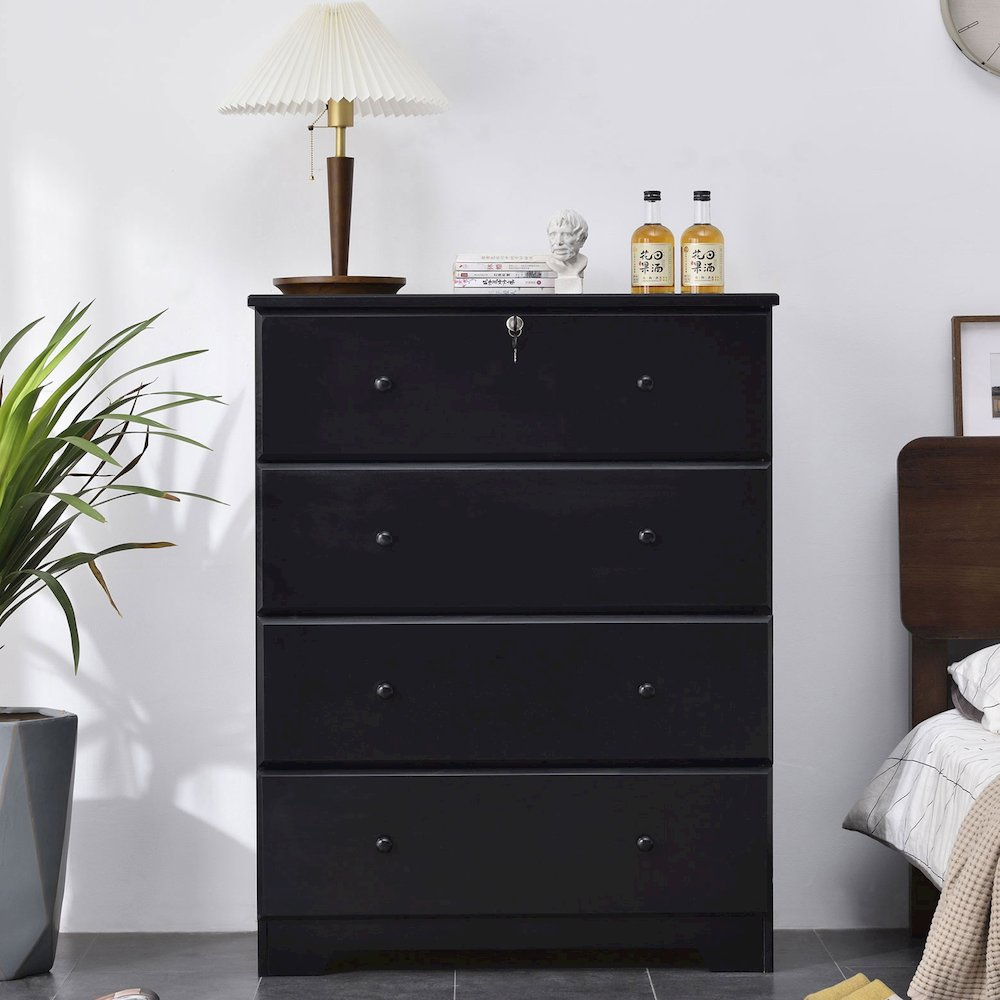 Pine 4-Drawer Dresser Chest – Solid Pine Wood