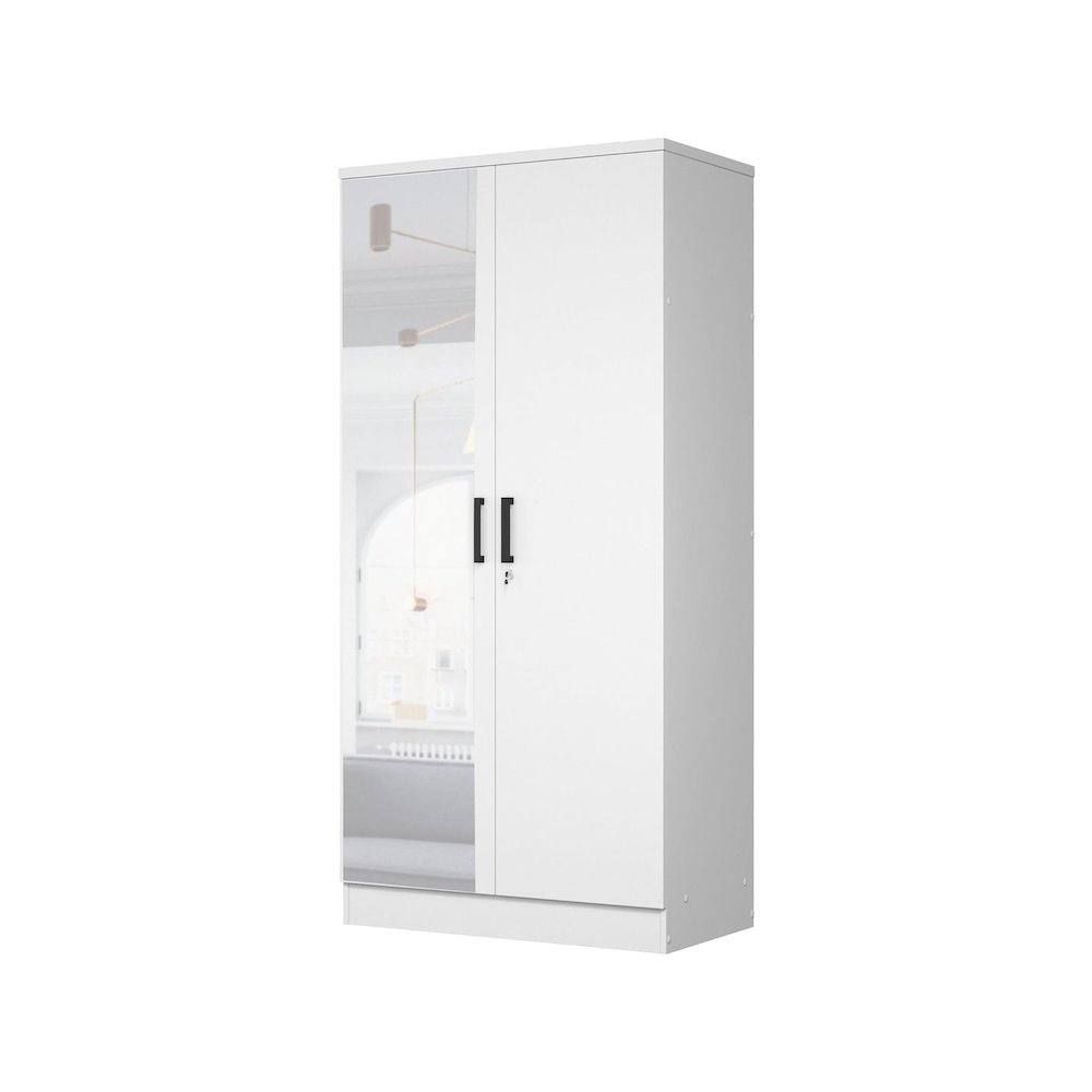 2 Doors Wardrobe Mirrored Door