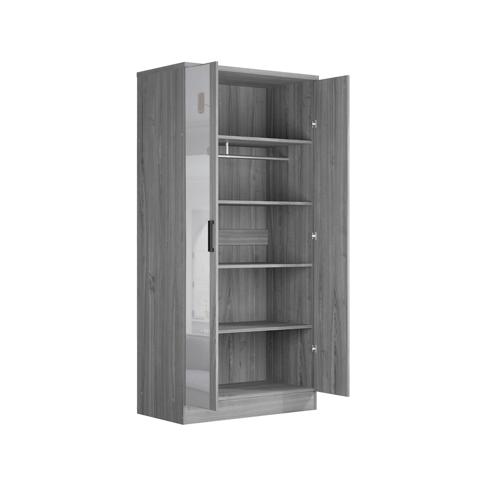 2 Doors Wardrobe Mirrored Door